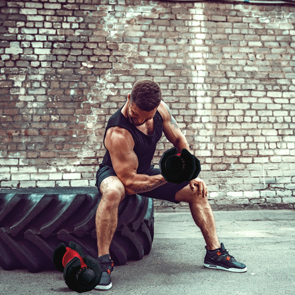 Strongology Urban40 Home Fitness Black and Red Adjustable Dumbbell 5kg to 40kg Image 2