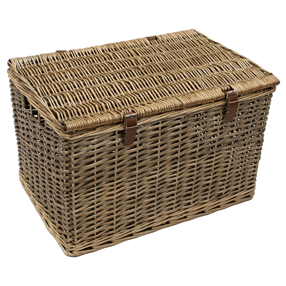JVL XL Natural Willow Wicker Storage Hamper Basket Image 1