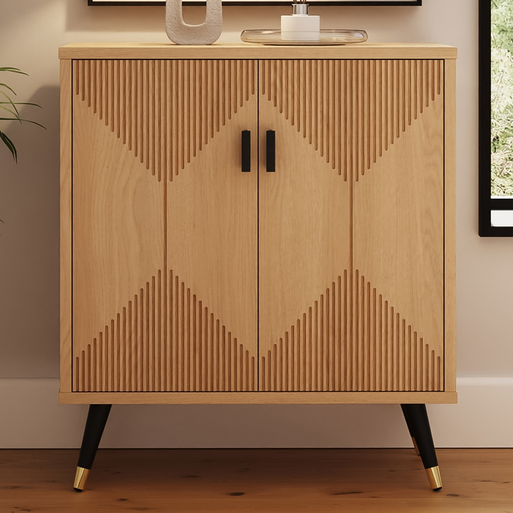 GFW Amara 2 Door Oak Geometric Accent Sideboard Image 1
