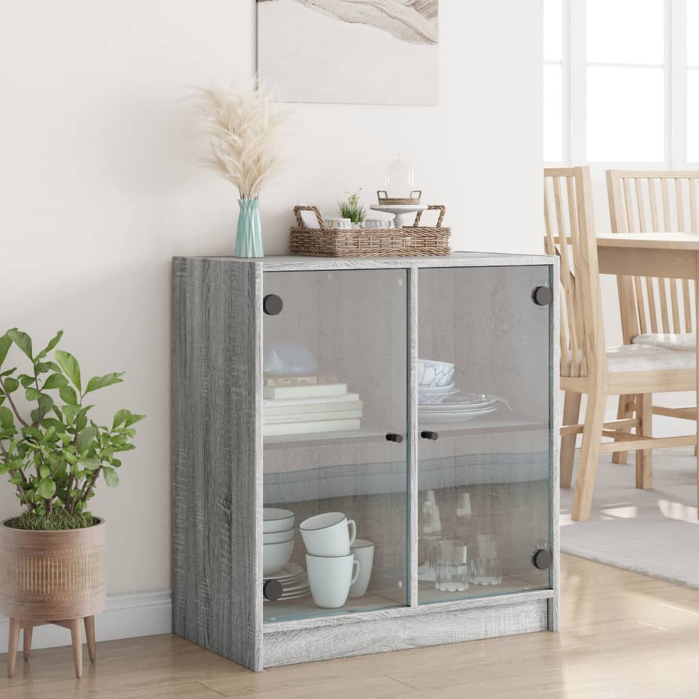 vidaXL 2 Door Grey Side Cabinet Image 9