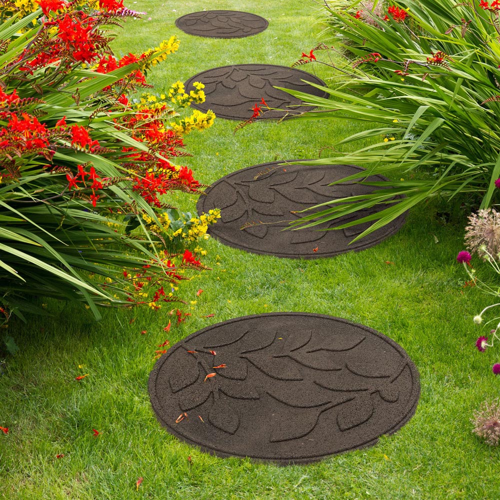 Nicoman Brown Leaves Reversible Garden Stepping Stone 46cm 4 Pack Image 2