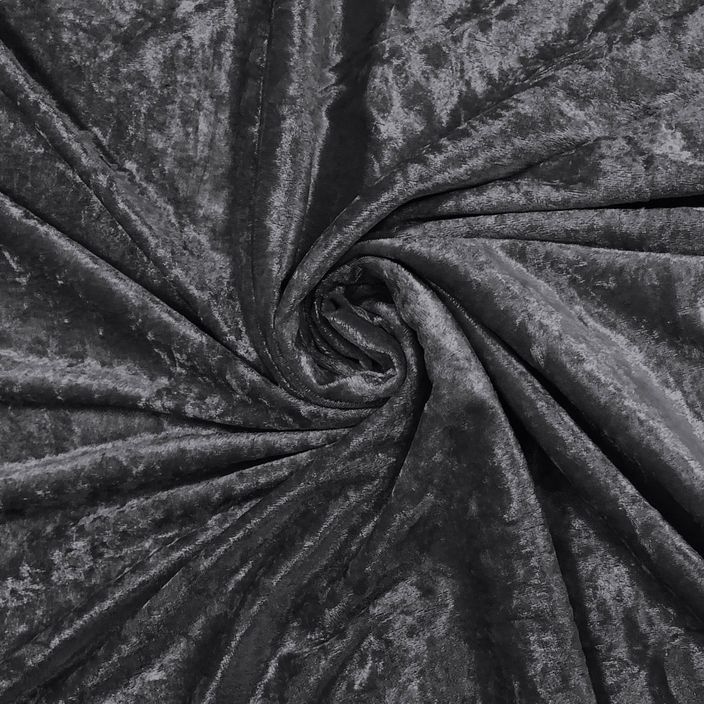 Intimates Charcoal Plain Crushed Velvet Curtains 229X189cm Image 3