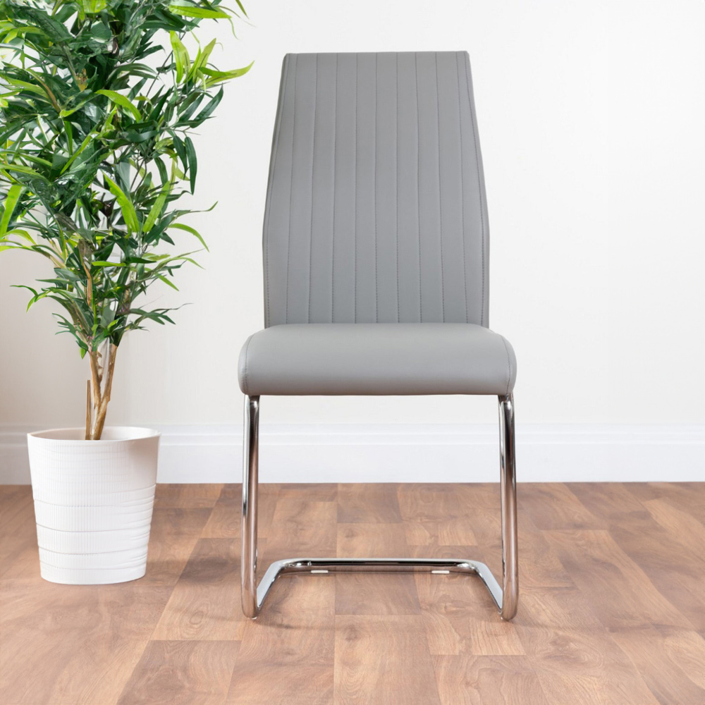 Furniturebox Lucia Fortana 6 Seater Dining Set White Gloss Elephant Grey and Chrome Image 3