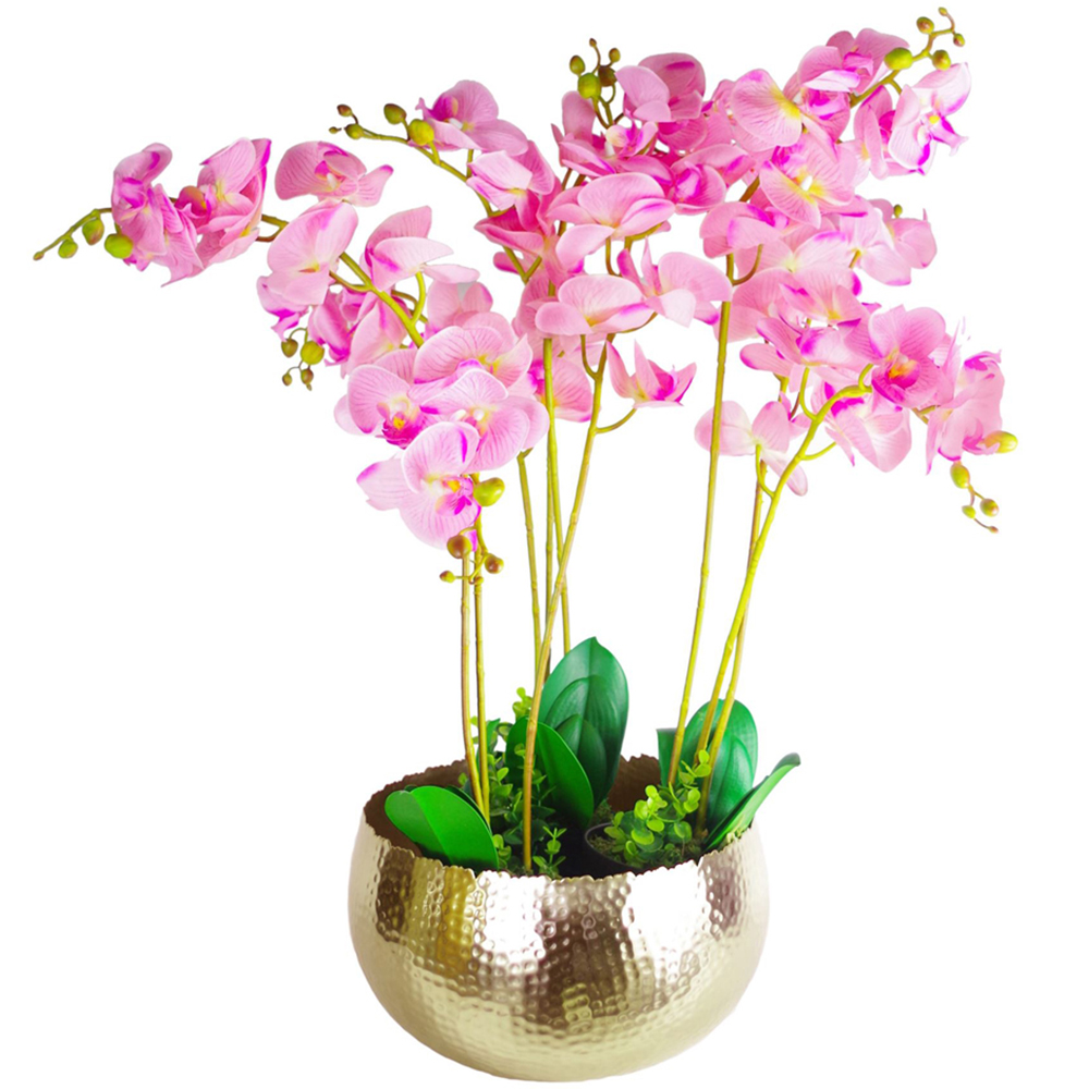 Leaf Hammered Gold Metal Bowl Planter 32 x 20cm Image 2