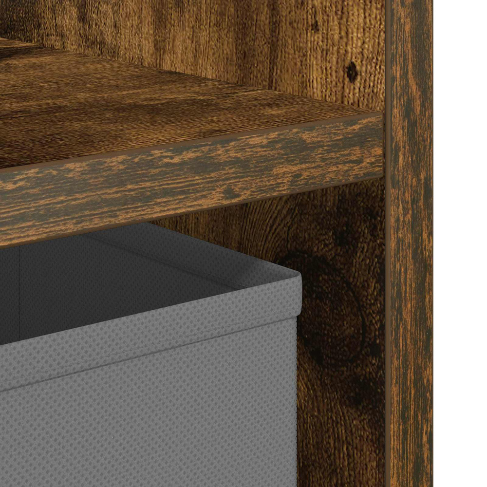 vidaXL Single Drawer Single Shelf Smoked Oak Wooden Bedside Table Image 8