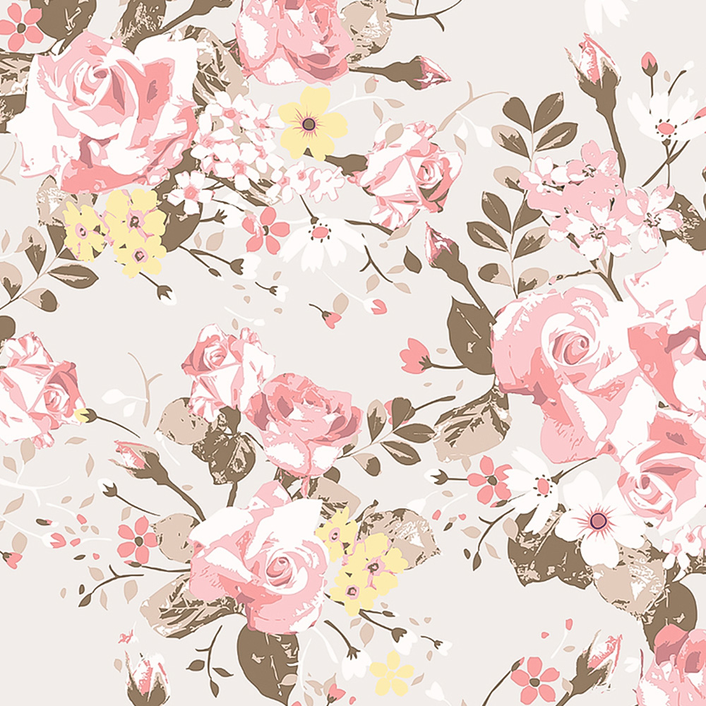 Origin Murals Vintage Rose Pattern Pink Wall Mural Image 2