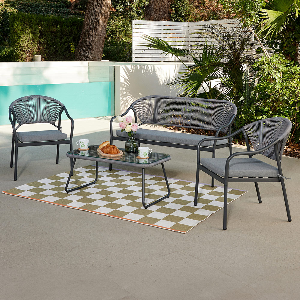 Home Detail Sona 4 Seater Grey Rope Style Lounge Set Image 1