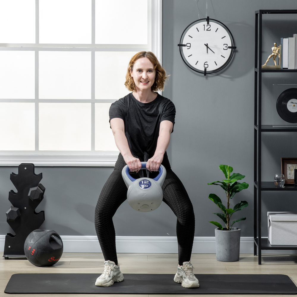 SPORTNOW Dark Blue and Grey Kettlebell with Handle 12kg Image 2