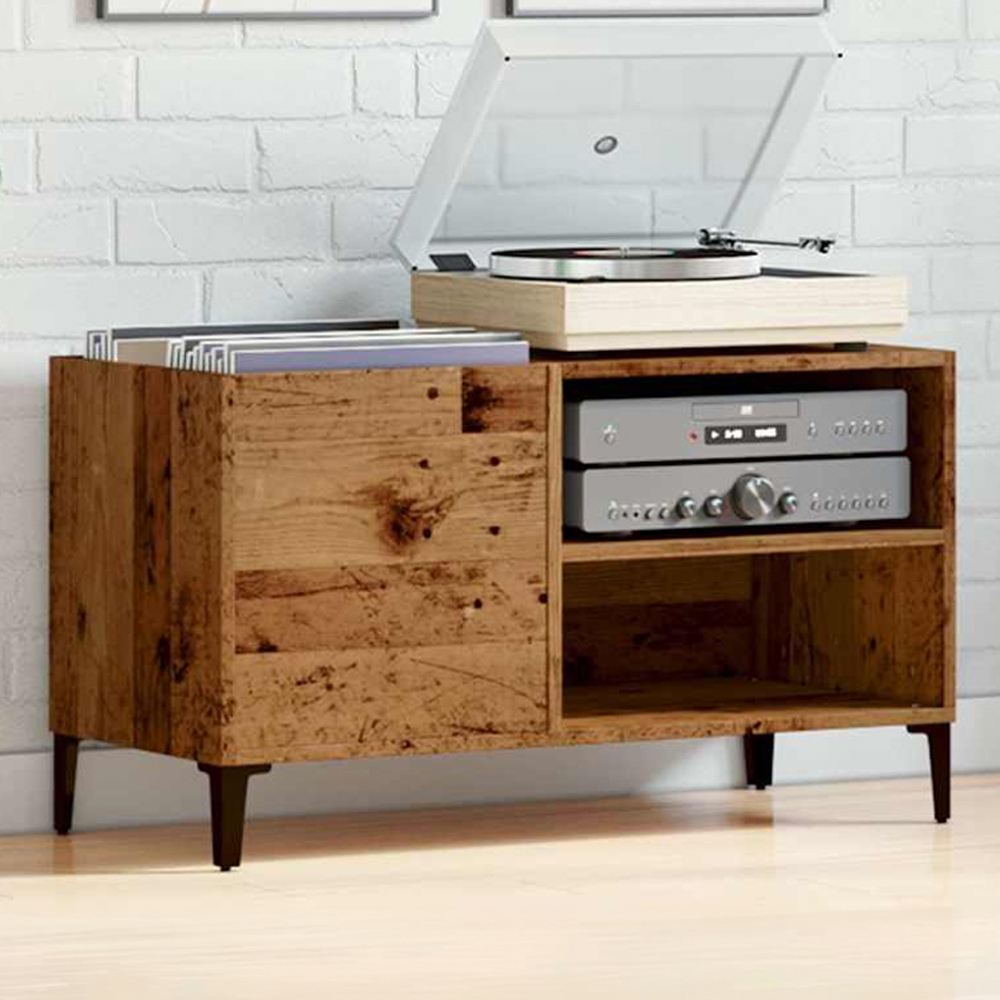 vidaXL 2 Shelf Old Wood Record Cabinet Image 1
