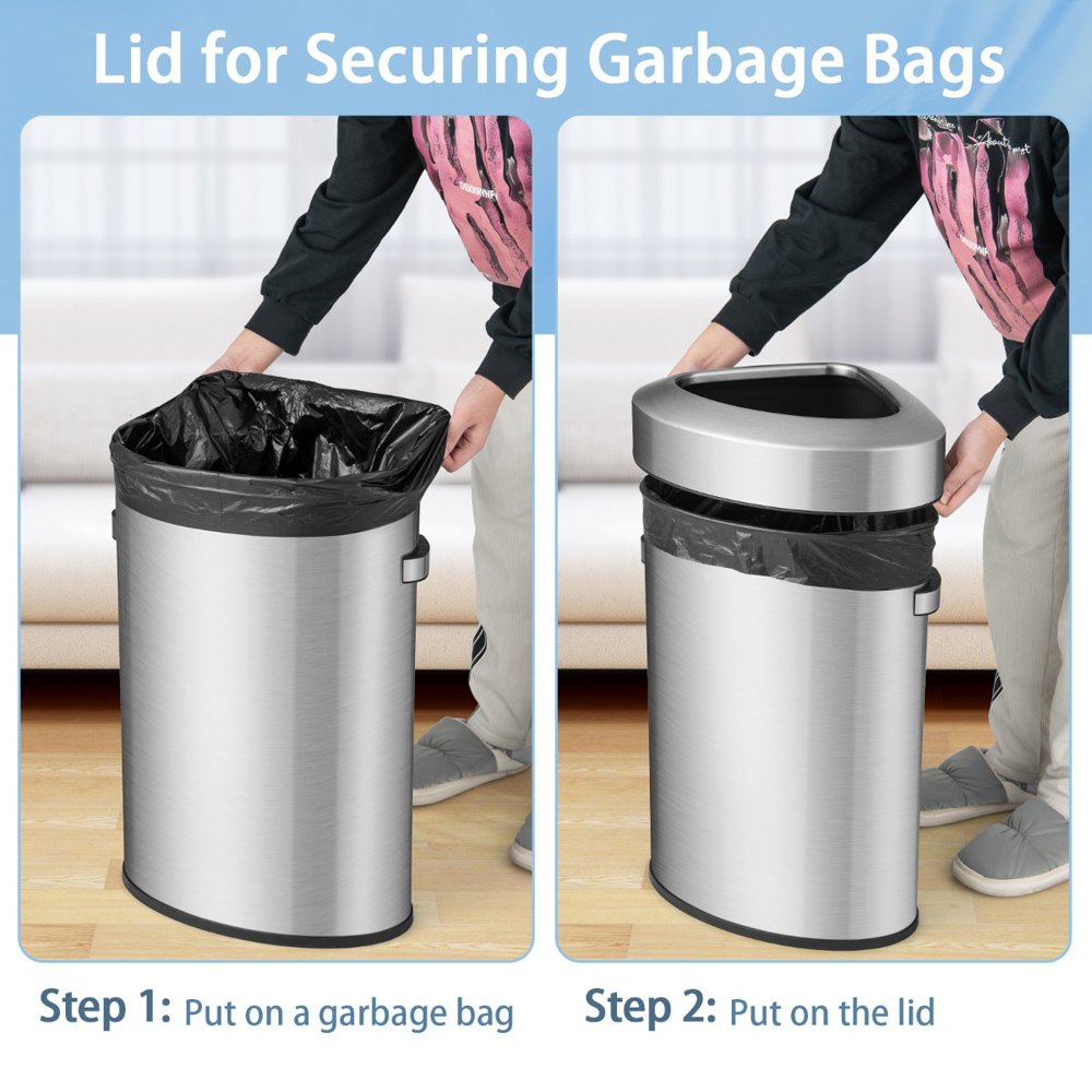 Costway 2 Piece Silver Step Trash Can Combo Set Image 5