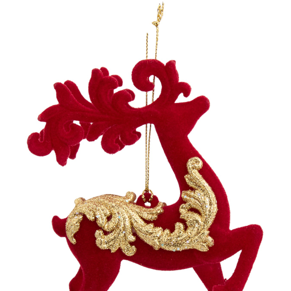 Grace & Glory Red Glitter Reindeer Hanging Decoration Image 2
