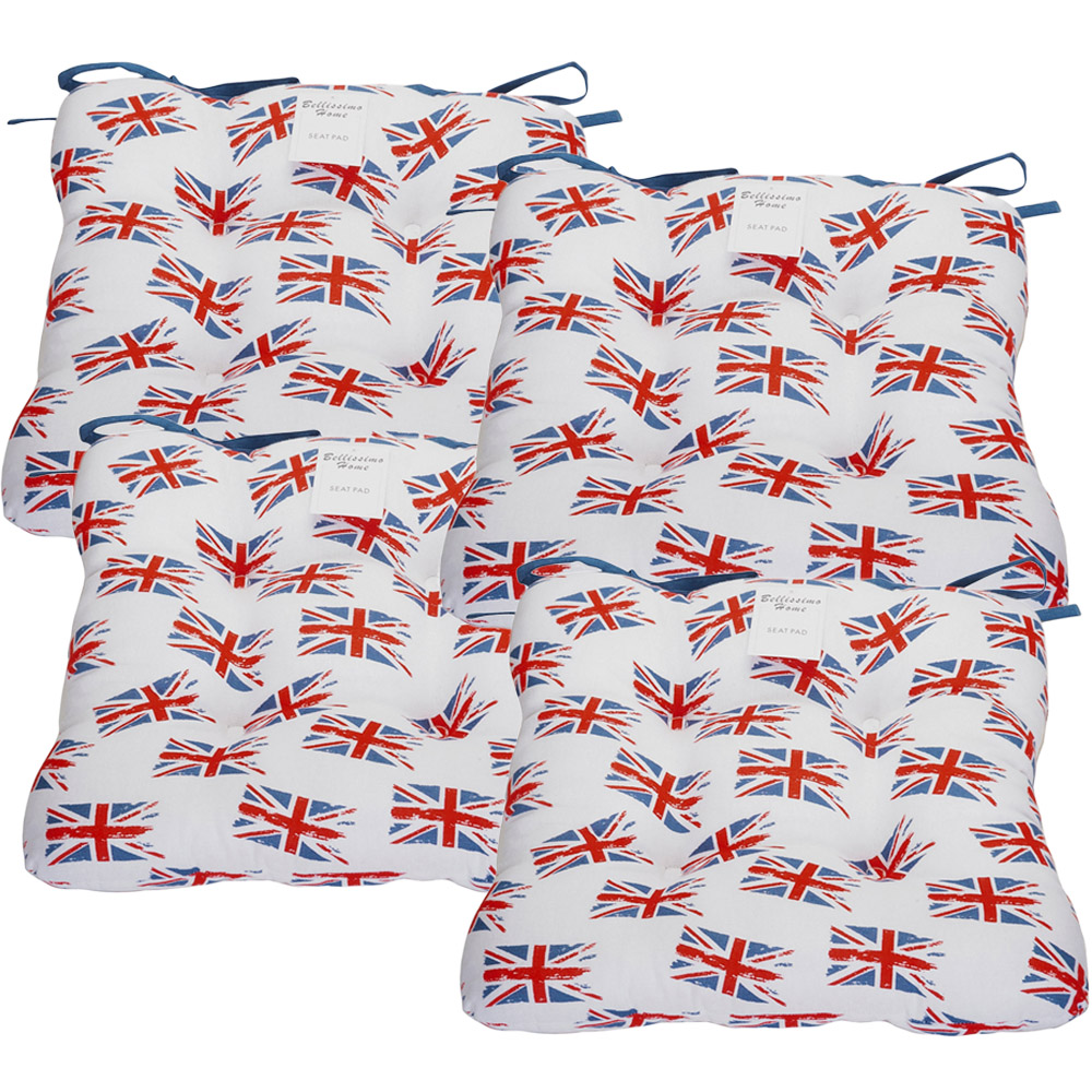 Bellissimo Union Jack White Seat Pad 4 Pack Image 1