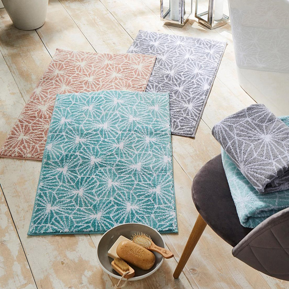 Allure Bath Fashions Madrid Blush Pink Jacquard Geometric Design Non-Slip Bath Mat 50 x 80cm Image 2