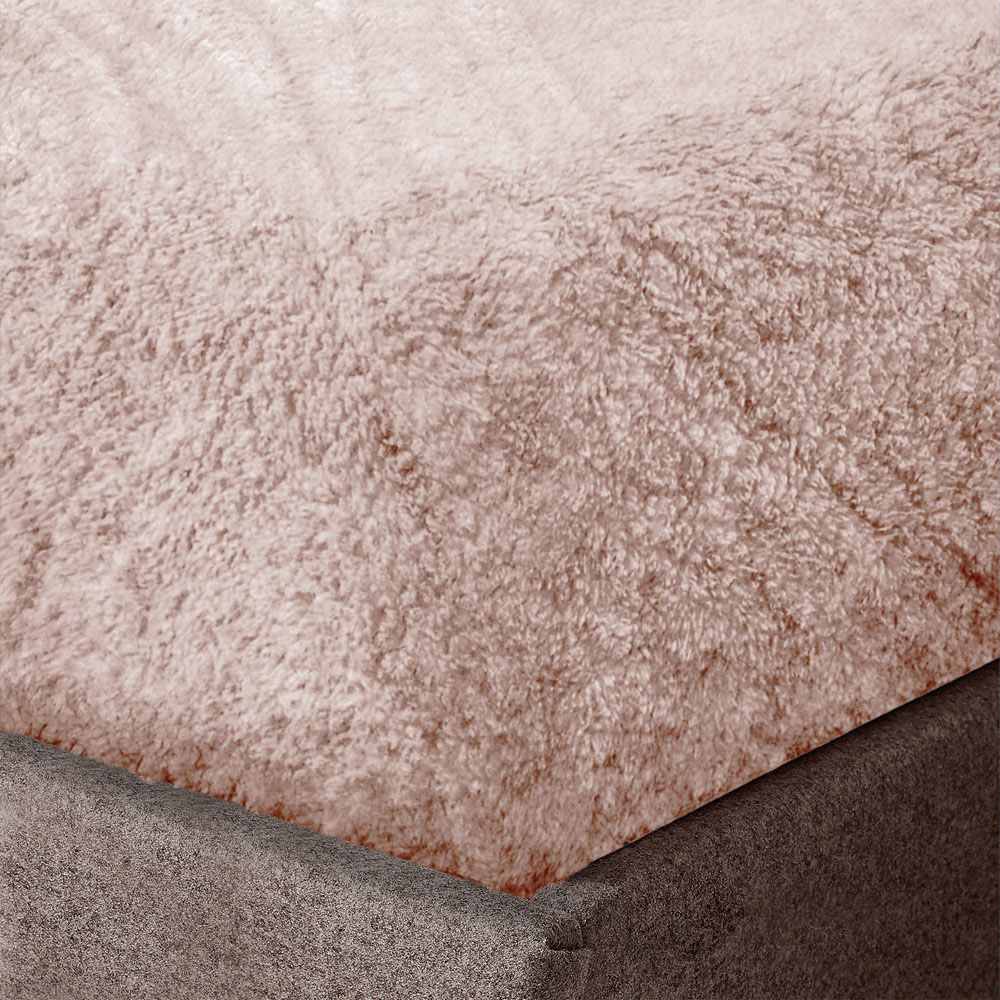Velosso King Size Blush Marl-Effect Teddy Fleece Duvet Cover Set Image 3