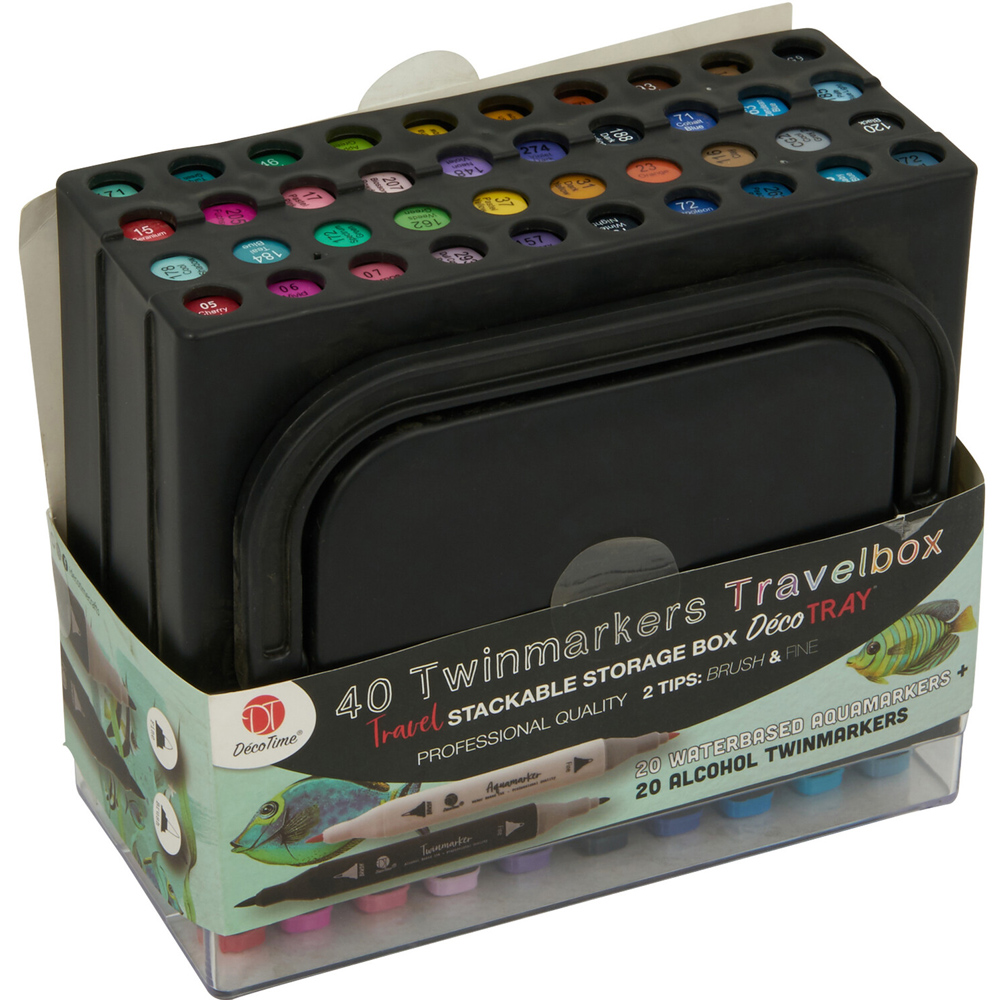 DecoTime 40 Piece Twinmarkers Travelbox Image 1