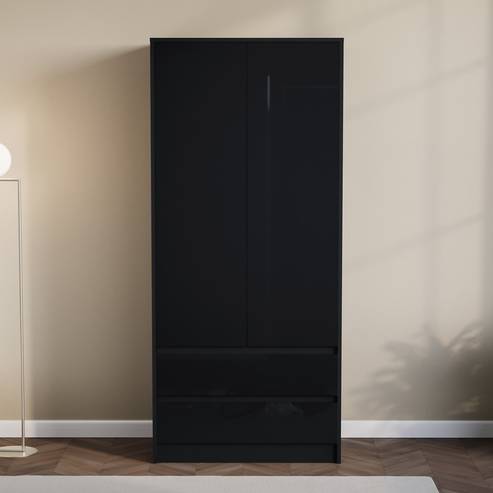 VIDA DESIGNS Glinton 2 Door 2 Drawer Black Wardrobe Image 3