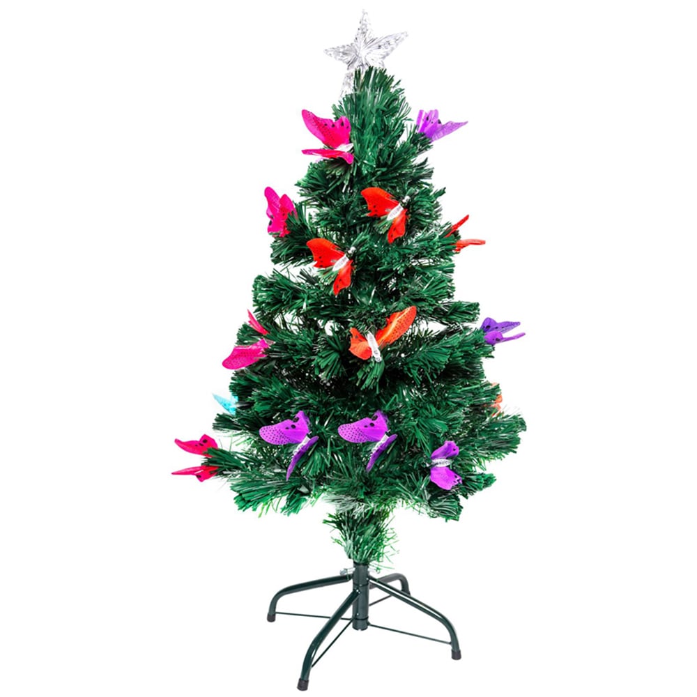 Shatchi Butterflies Fibre Optic Artificial Christmas Tree 5ft Image 1