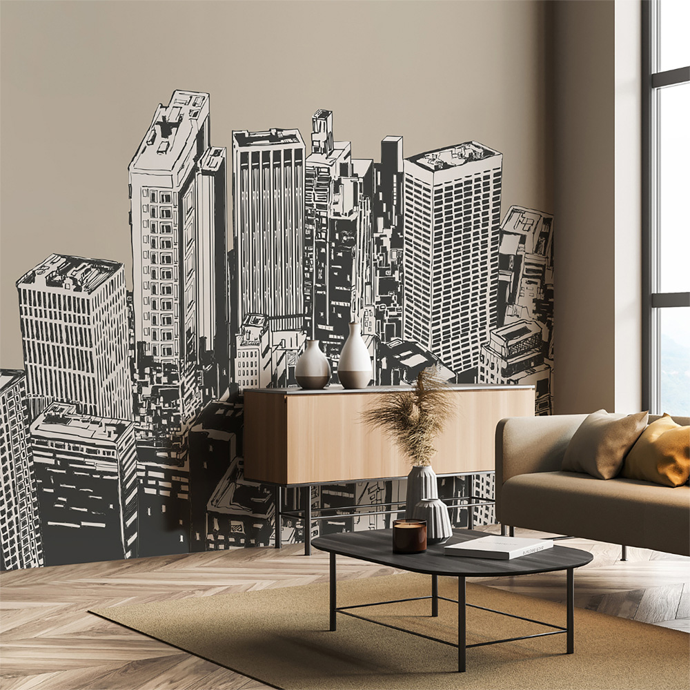Origin Murals Urban City Skyscrapers Multicolour Wall Mural Image 1