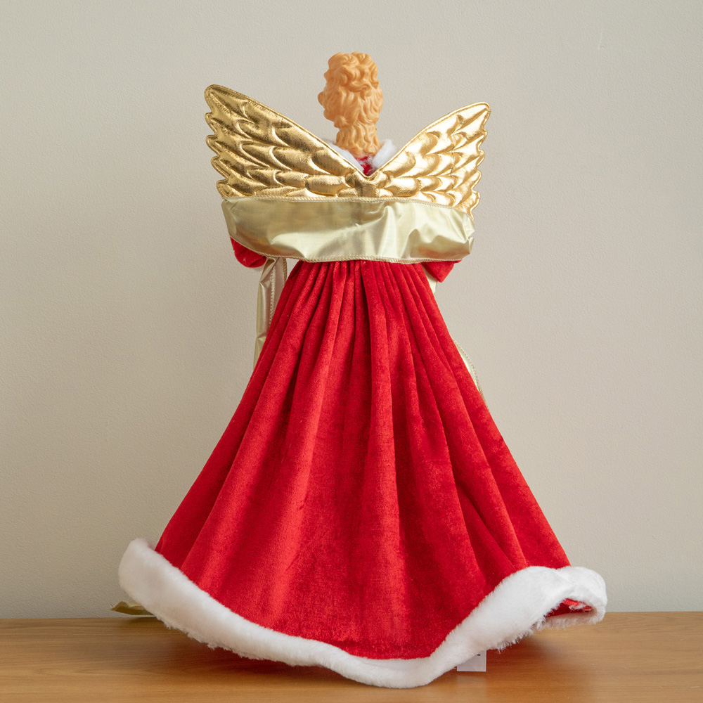 Samuel Alexander Traditional Gold and Red Angel Christmas Tree Topper 45cm Image 8