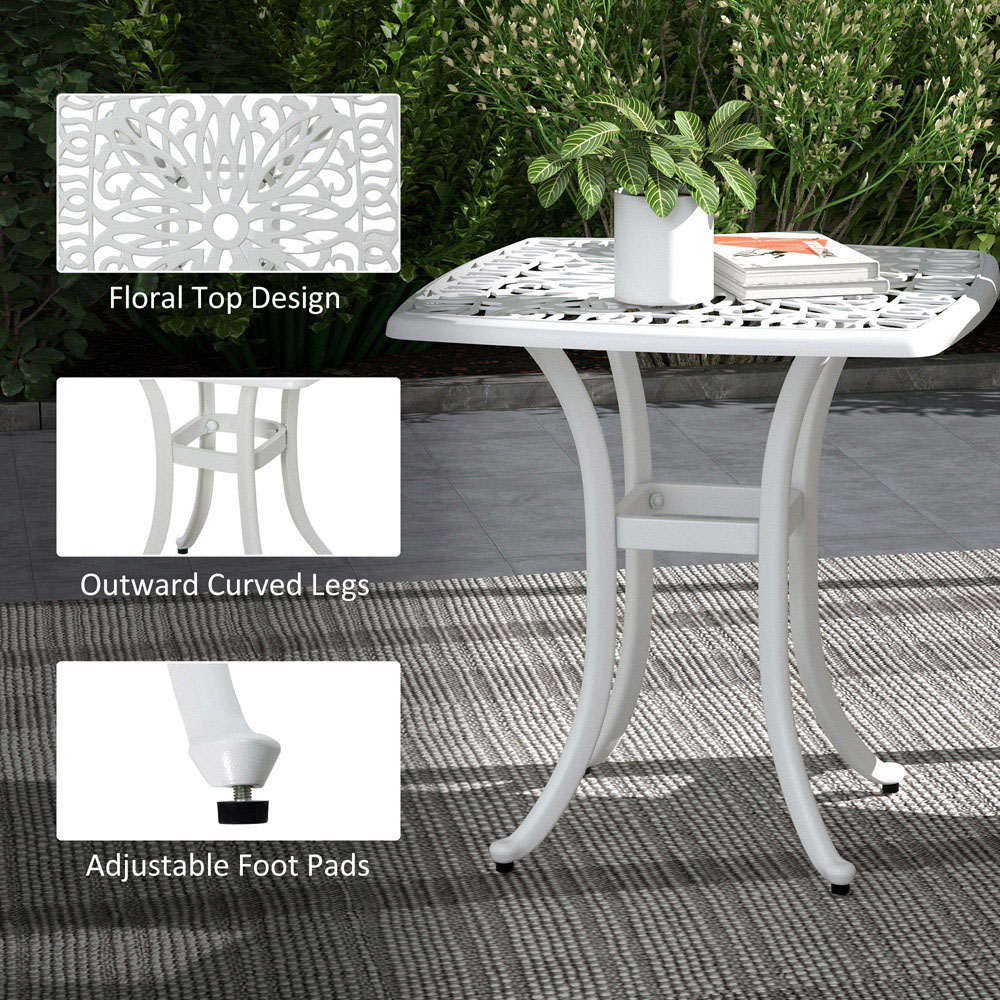 Outsunny Bistro Table with Umbrella Hole White Image 6