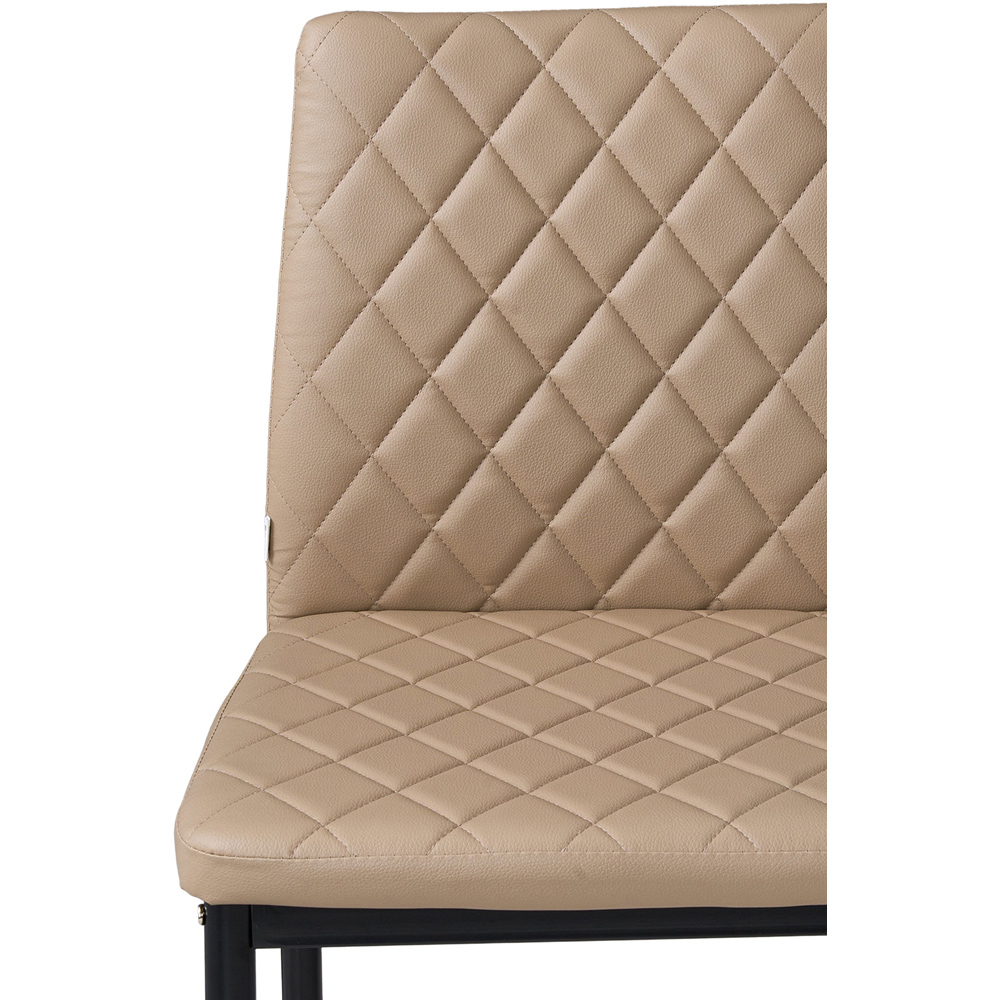 Living and Home Camel PU Leather Diamond Stitched Bar Stool Set of 2 Image 6