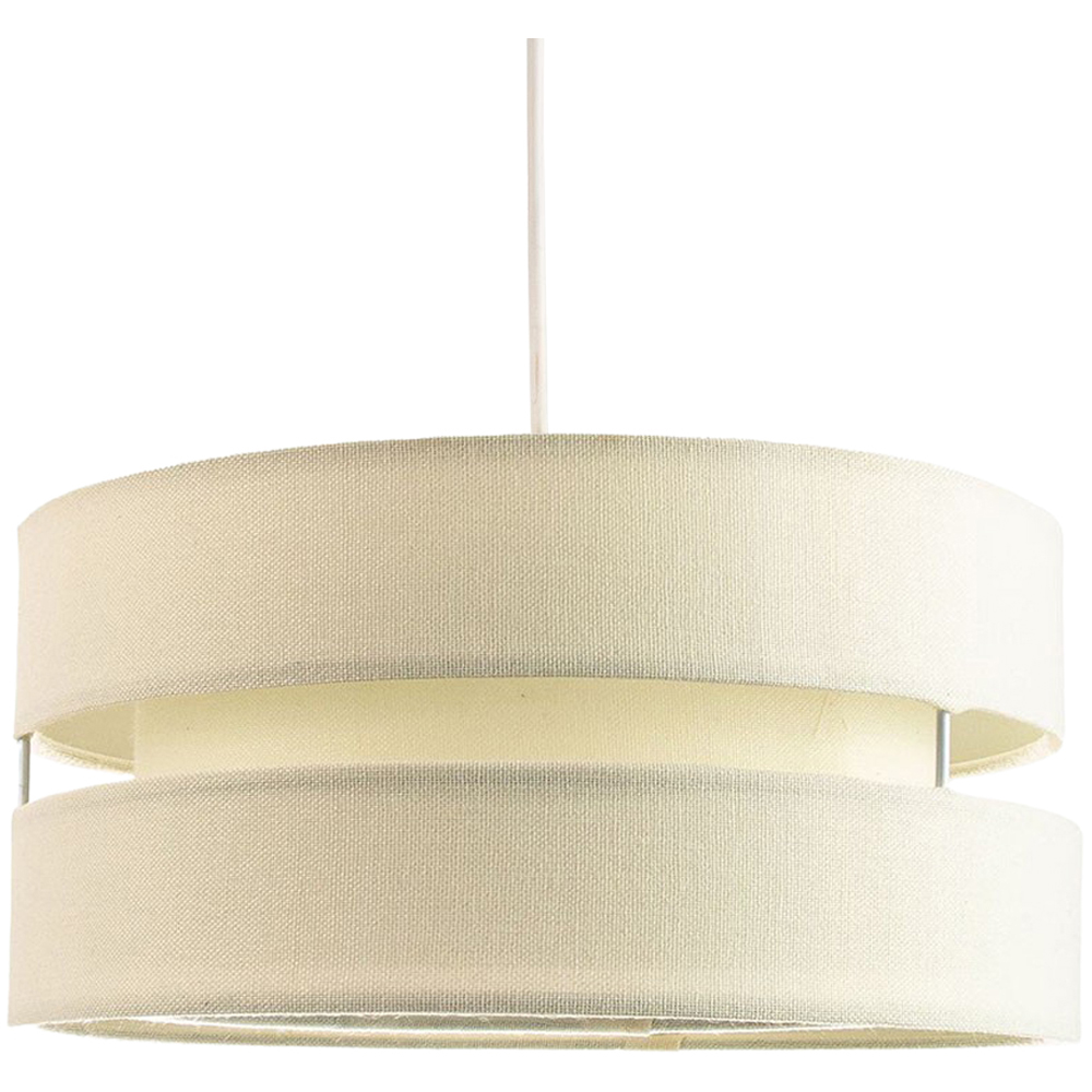 Happy Homewares 3 Tier Cream Linen Fabric Pendant Shade Image 1