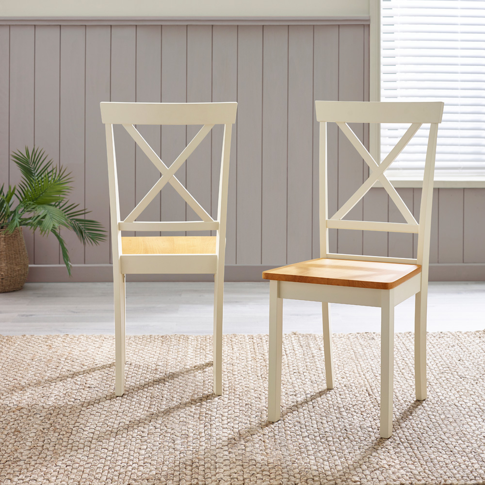 Furniturebox Fowey Marros 4 Seater Wooden Extending Dining Set Cream and Oak Effect Image 8