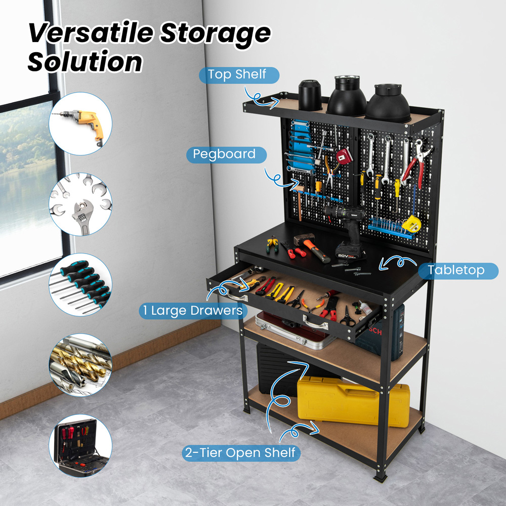 Costway Blue Tool Storage Workbench Image 5