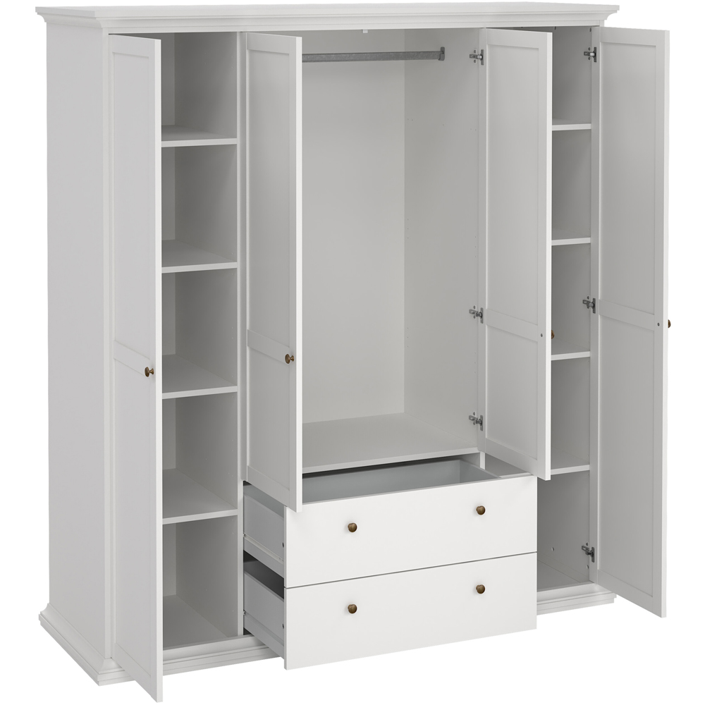 Florence Paris 4 Door 2 Drawer White Wardrobe Image 4