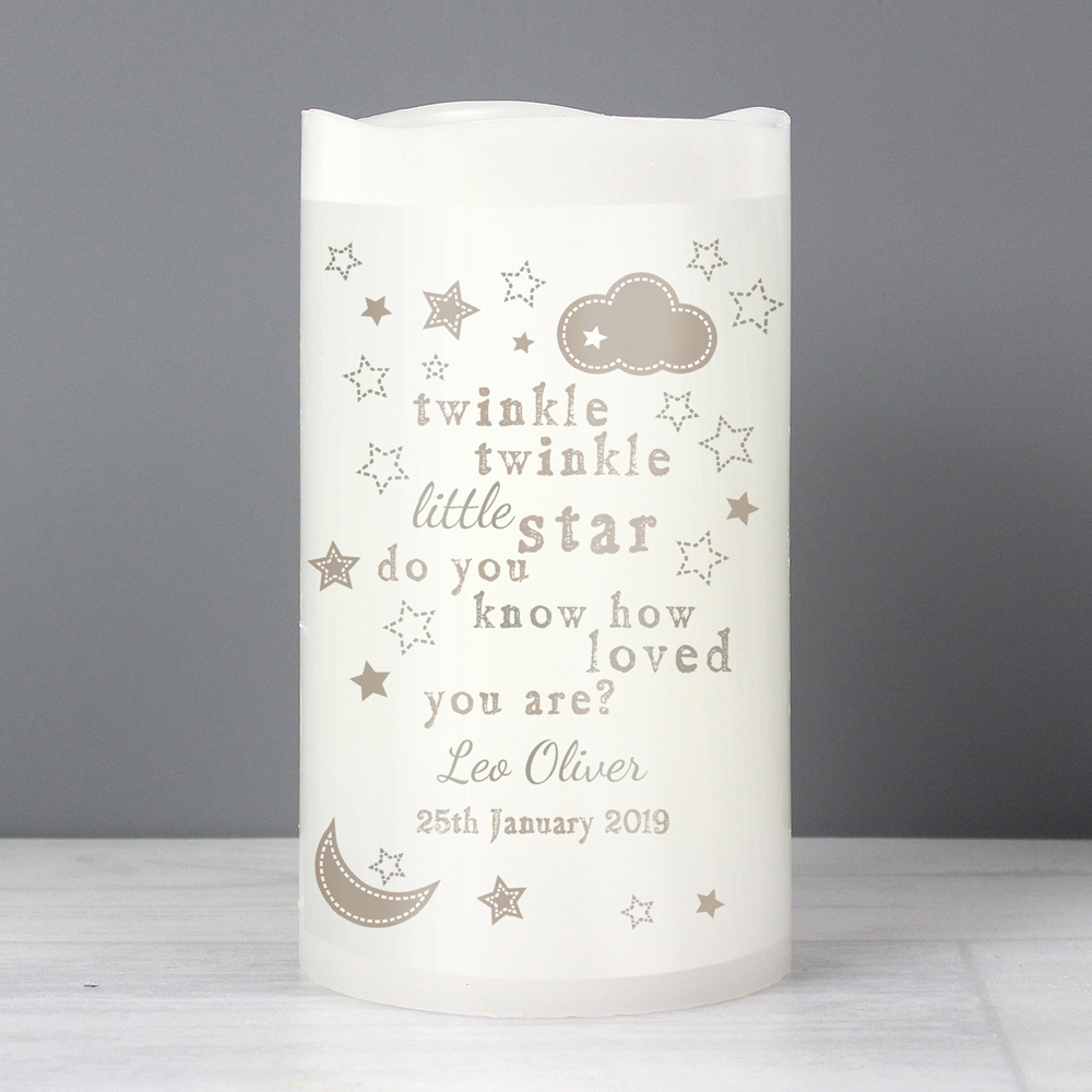 Personalised Memento Twinkle Twinkle Nightlight LED Candle Image 2