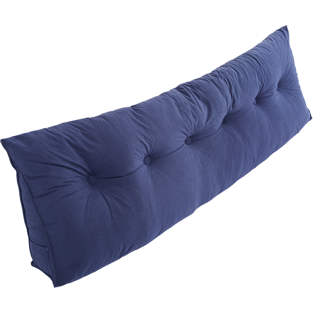 Living and Home Dark Blue Chenille Wedge Headboard Pillow with Side Pocket 180 x 50cm Image 3