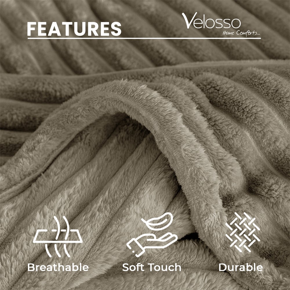Velosso Bellissima Beige Plush Throw 100 x 150cm Image 5