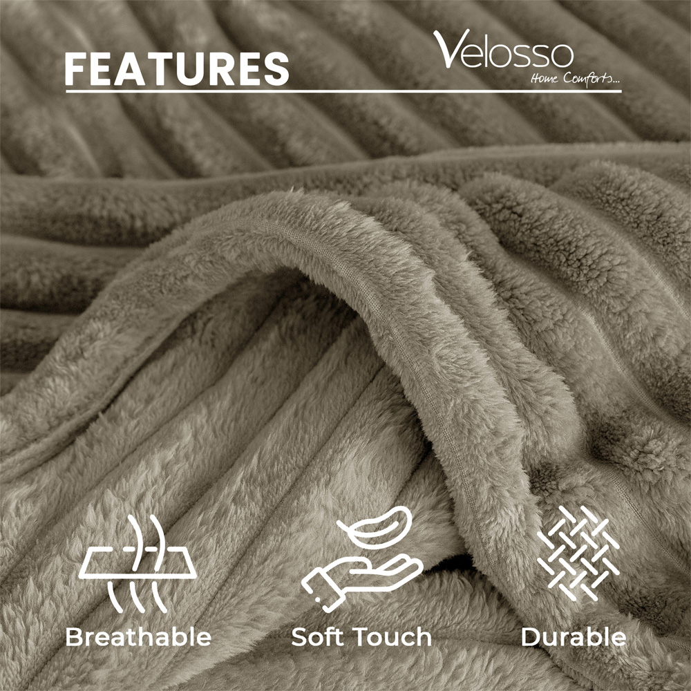 Velosso Bellissima Beige Plush Throw 150 x 200cm Image 5