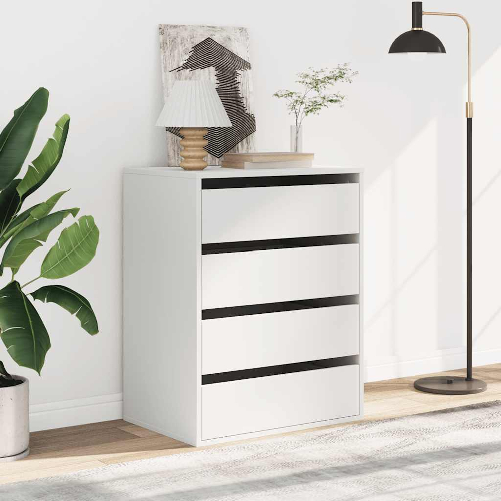vidaXL 4 Drawer White Wooden Chest of Drawers Image 8