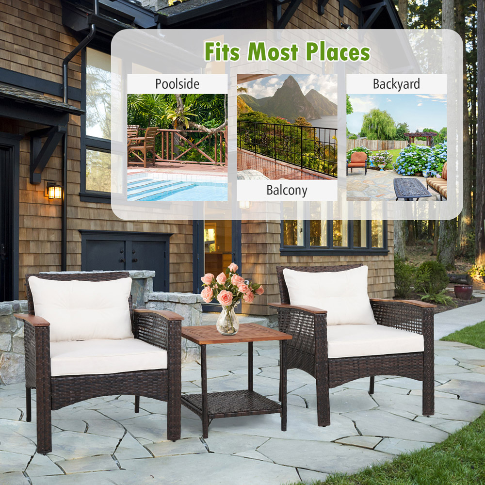 Costway 2 Seater PE Rattan Bistro Set Image 5