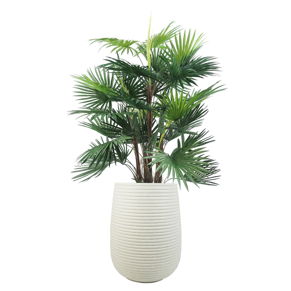 Leaf Mikos White Ridged Composite Planter 41 x 30cm Image 2