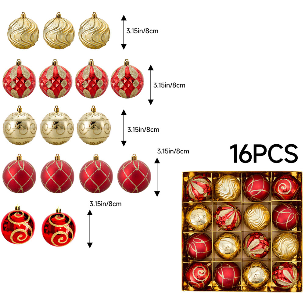 Living and Home 16 Piece Red and Gold Christmas Bauble Set with Storage Box Image 9