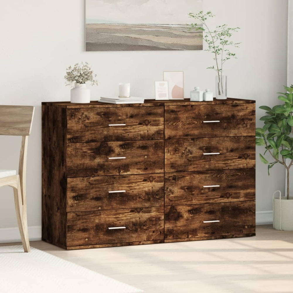 vidaXL 8 Drawer Smoked Oak Sideboard 2 Piece Image 8