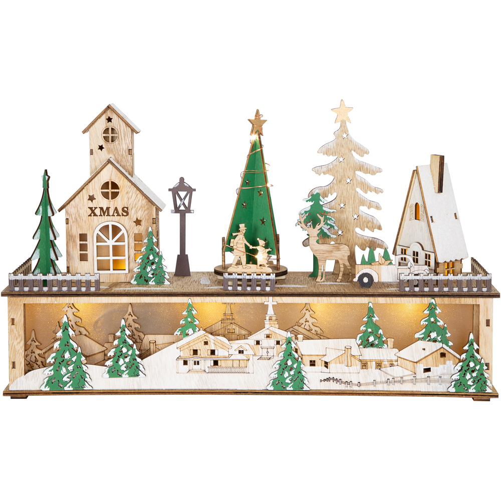 The Christmas Workshop LED Wooden Christmas Village Scene Decoration Image 1