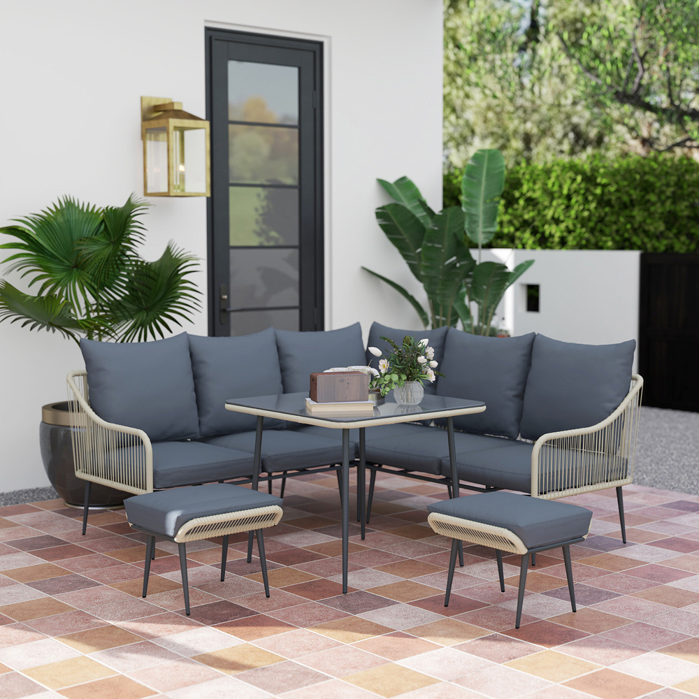 Outsunny 6 Seater Light Grey Garden Lounge Set Image 7