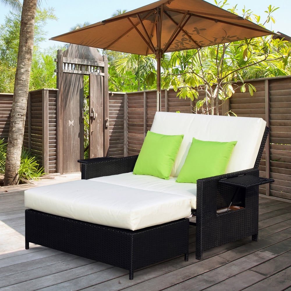 Outsunny 2 Seater Black Rattan Daybed Image 7