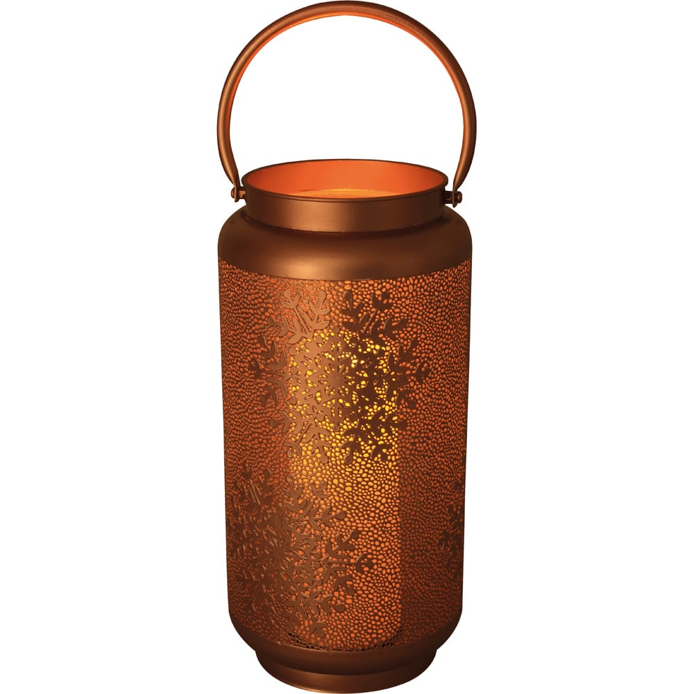 St Helens Luxform 24 LED Golden Snowflakes Lantern Image 1