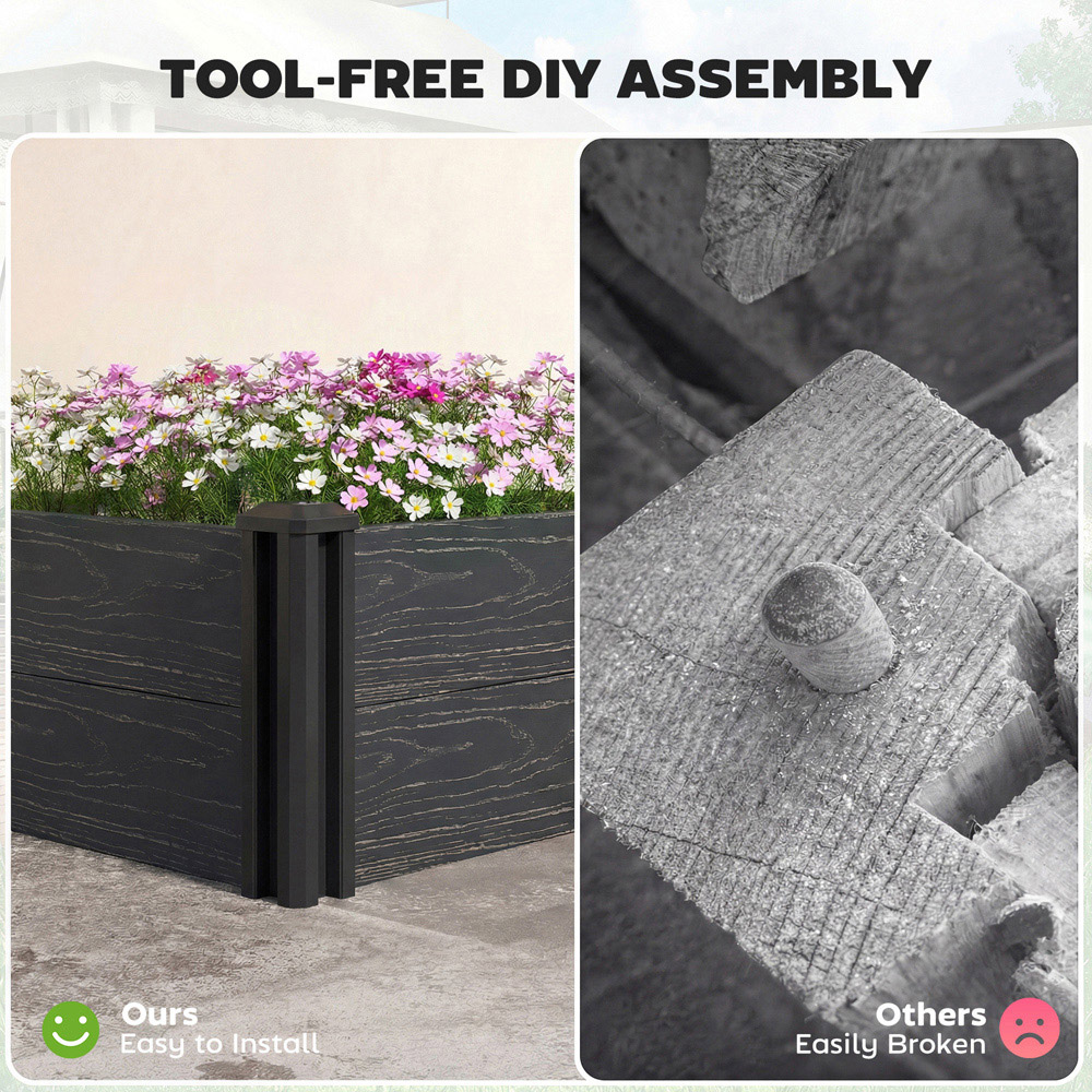 Outsunny Dark Grey Vinyl Raised Garden Bed Kit 30 x 60 x 60cm Image 3