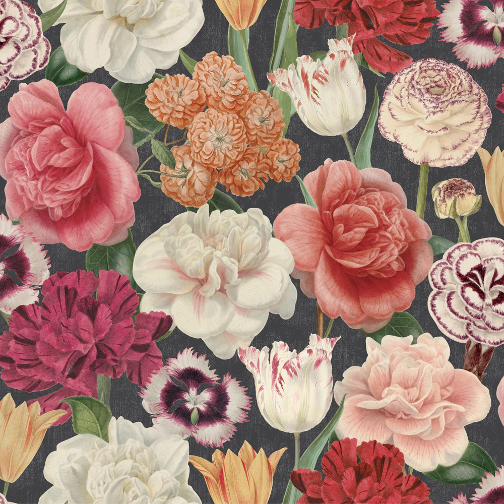 RHS Blooming Bouquet Black Wallpaper Image 1