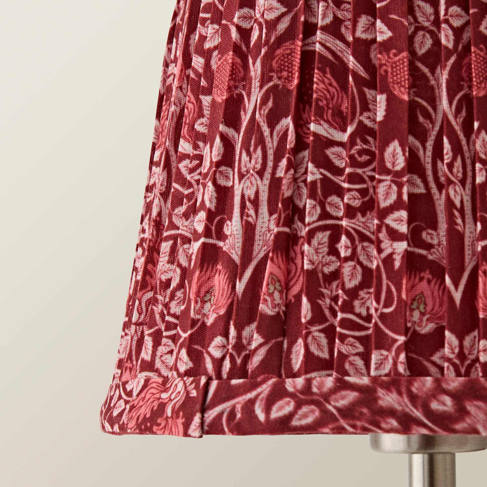 ValueLights Abel Burgundy Floral Pleated Tapered Mini Wall Light Lamp Shade Image 4