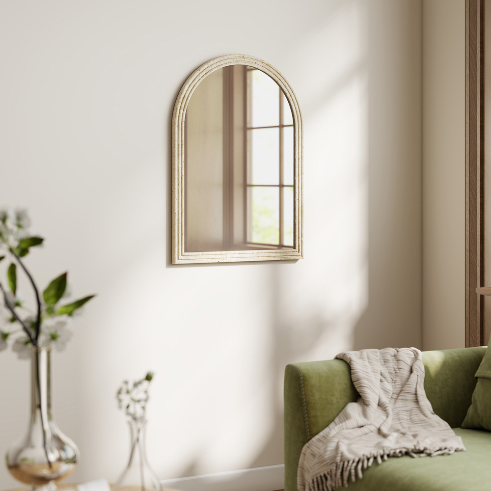 Portland Beige Arched Wall Mirror 70 x 50cm Image 3
