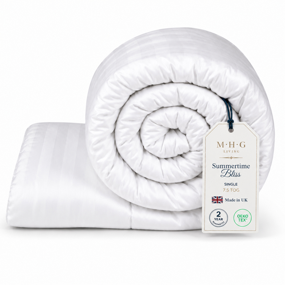 MHG Living Single White Striped Summer Lightweight Hollowfibre Duvet 7.5 Tog Image 3