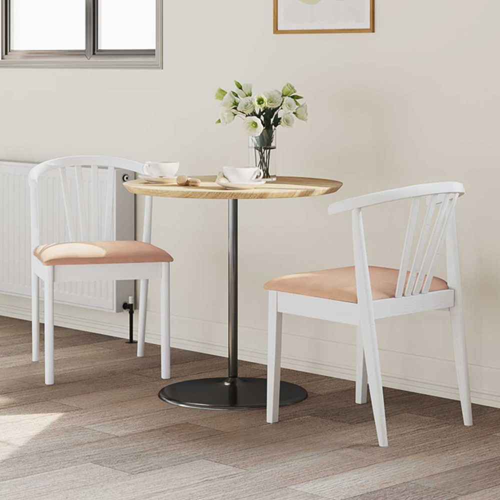 vidaXL Set of 2 White and Brown Rubberwood Vintage Dining Chairs Image 1