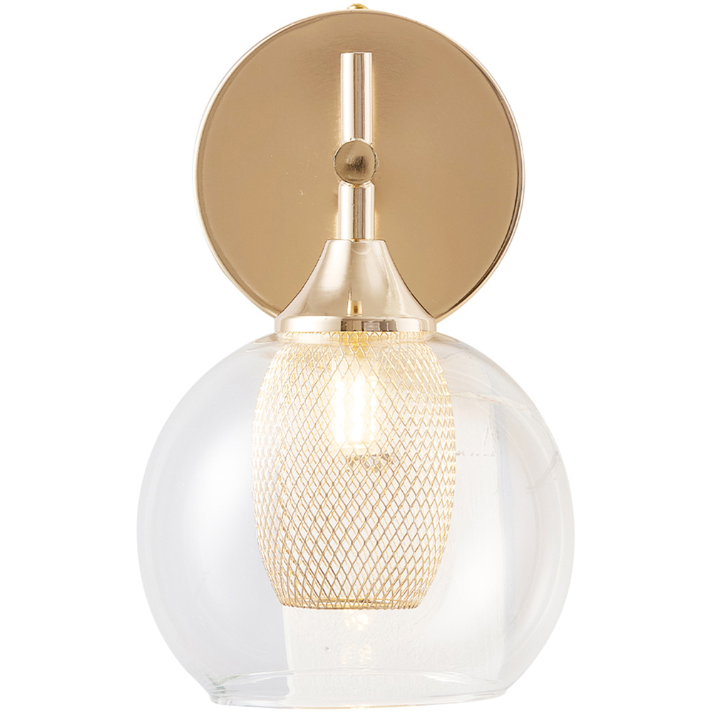 Living and Home Gold Glass Globe Hardwired Metal Base G9 Wall Light Image 3