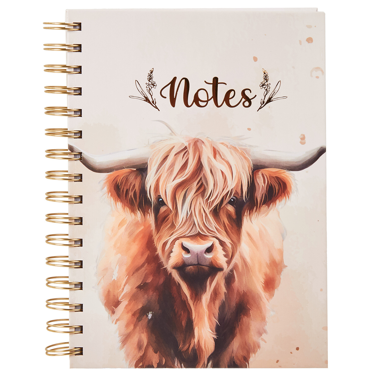 Highland Cow Chunky Wiro Notebook A5 Cream and Brown Image 1